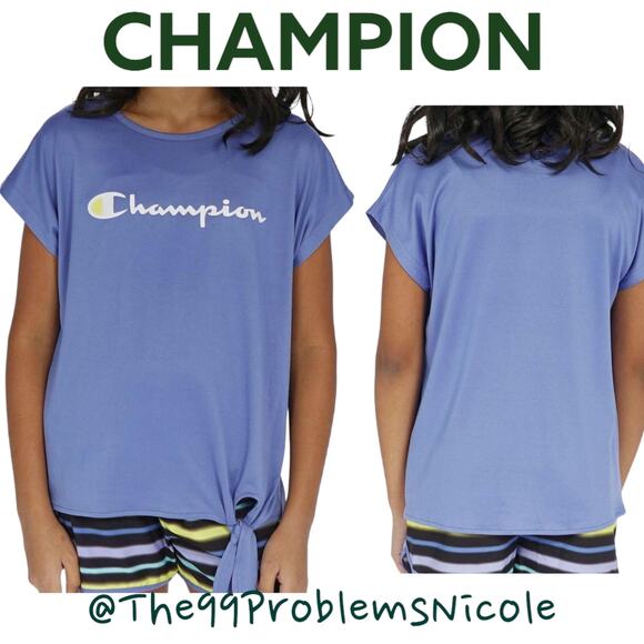 Champion Girls 2 Pack Activewear UPF 30 T-shirts Deep Forte Blue Lemon Tonic 5/6 - Picture 5 of 7